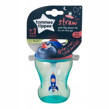 Tommee Tippee Tazza sciroppo con cannuccia 7m+ Ragazzo, 230ml