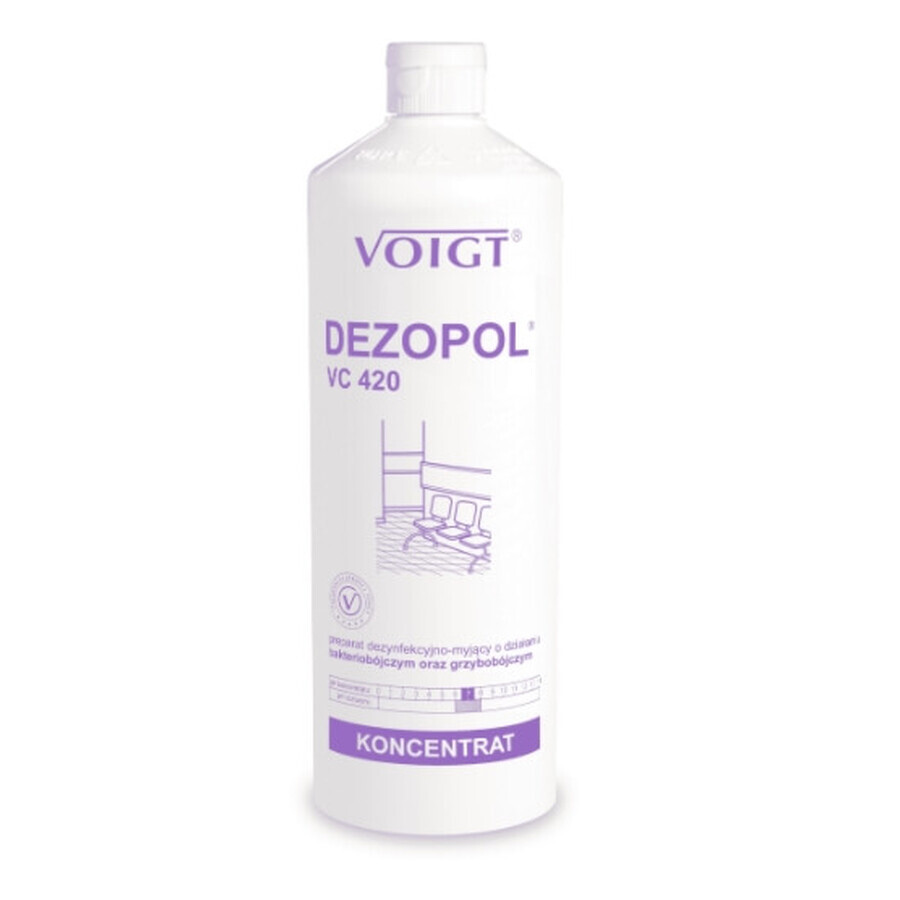 Voigt VC420, disinfettante e detergente con effetto battericida e fungicida, 1 litro