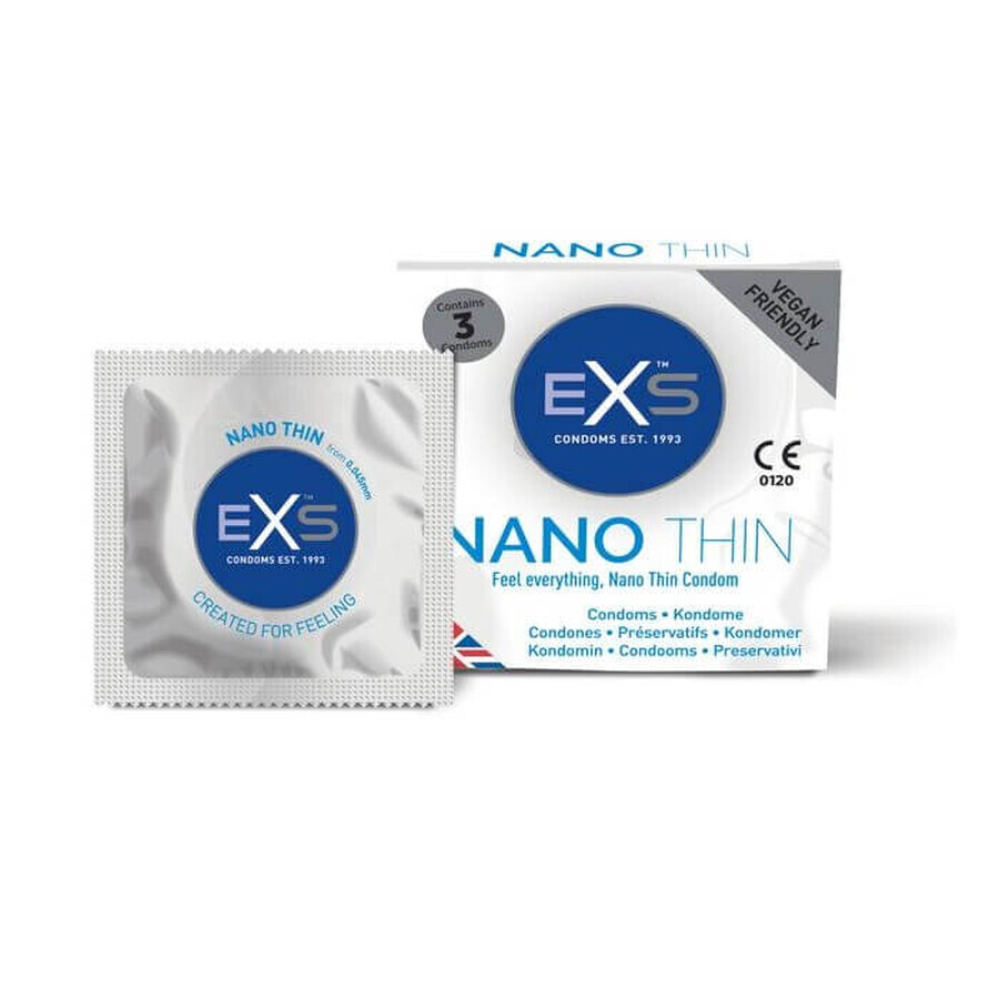 Preservativos EXS Nano Thin Ultra Thin, 3 unidades