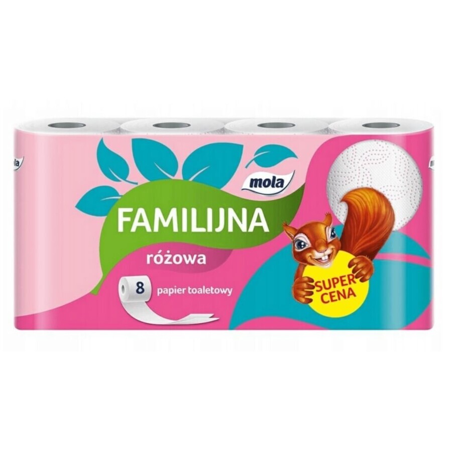 Mola, Familijna, carta igienica, rosa, 8 rotoli