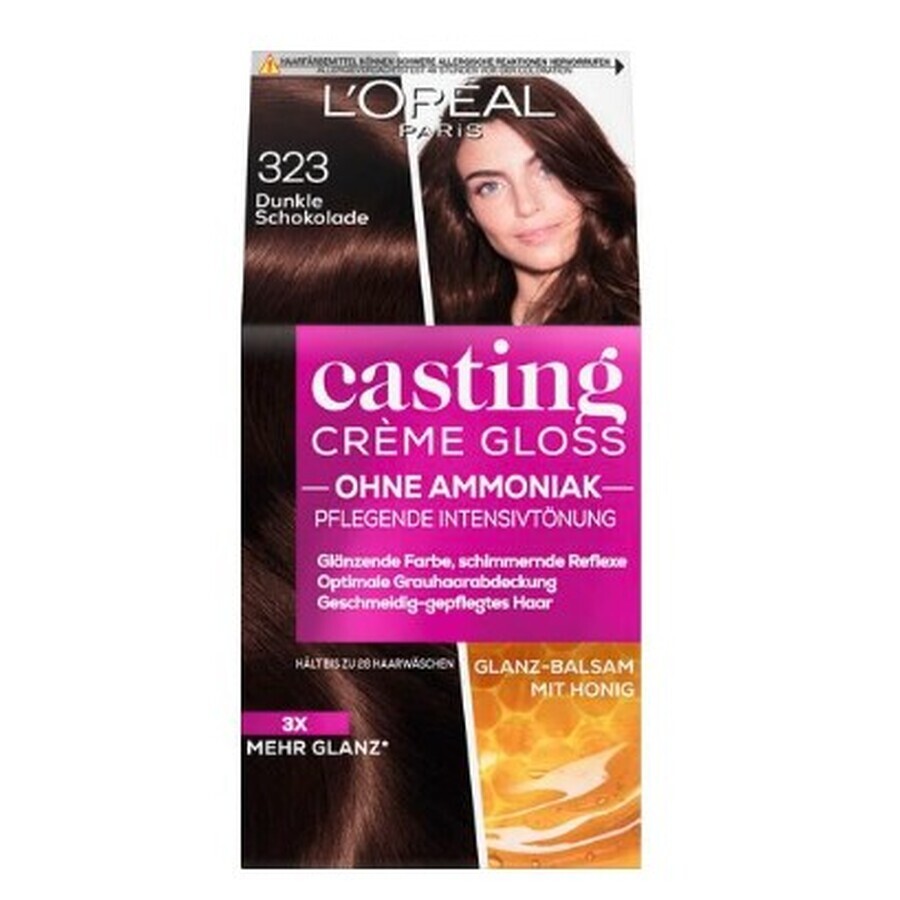 L'Oréal, Casting Creme Gloss, Cera colorante, 323 dunkle schokolade, 1 pz.