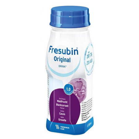 Bevanda al gusto di ribes nero Fresubin Original, 4x200 ml, Fresenius Kabi Germania