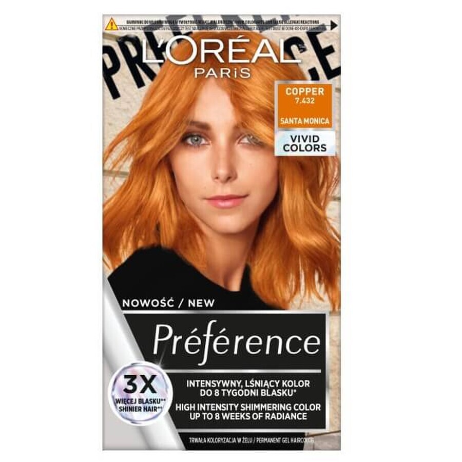 L'Oreal Paris Paris Preference Vivid Colors Colore per capelli 7.432 Cooper