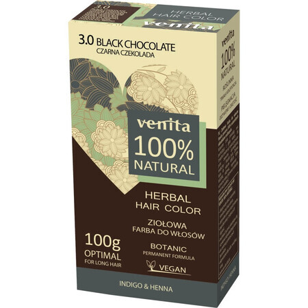 Venita 100% Herbal Hair Color 3.0 Dark Chocolate, 100g