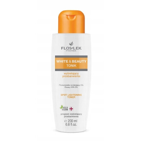 Flos-Lek Pharma White amp; Beauty Tonico sbiancante, tono della pelle non uniforme, 225 ml