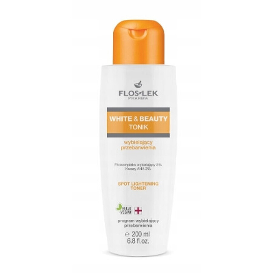 Flos-Lek Pharma White amp; Beauty Tonico sbiancante, tono della pelle non uniforme, 225 ml