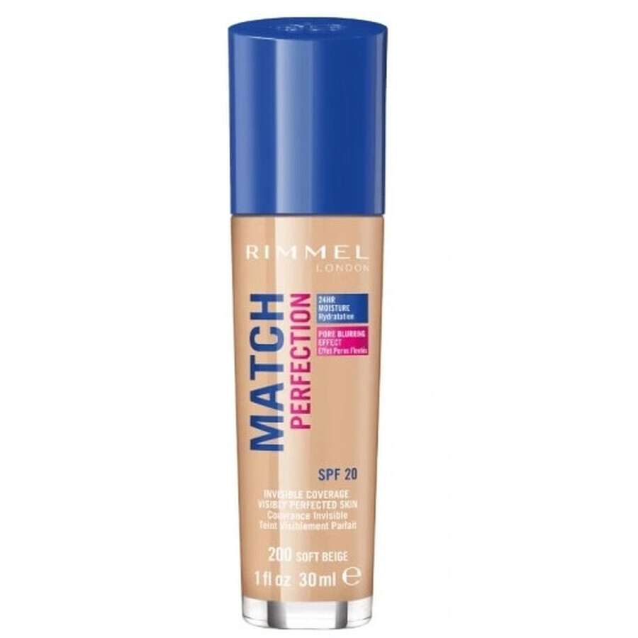 Rimmel Match Perfection Fond de teint 200 Soft Beige SPF20, 30ml