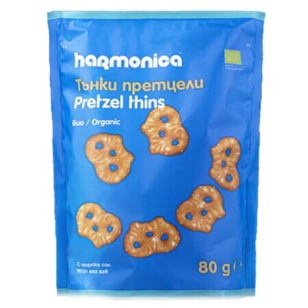 Organic bread pretzels with sea salt, 80 g, Harmonica