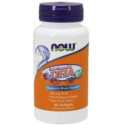 Omega-3 pentru copii cu gust de fructe, 100 mg, 60 gelule moi masticabile, Now Foods