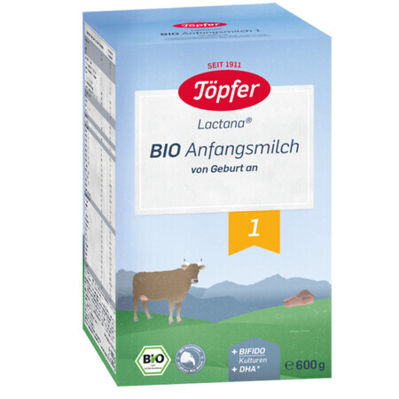 Milk powder Bio 1 Lactana, 0 months+, 600 g, Topfer