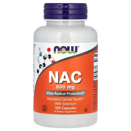 Antioxydants N-Acétyl Cystéine Avec Sélénium, 600 mg, 100 Capsules Végétariennes, Now Foods