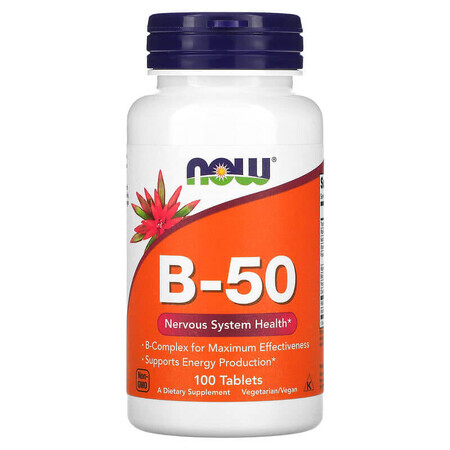 Complesso di vitamina B-50, 100 compresse, Now Foods