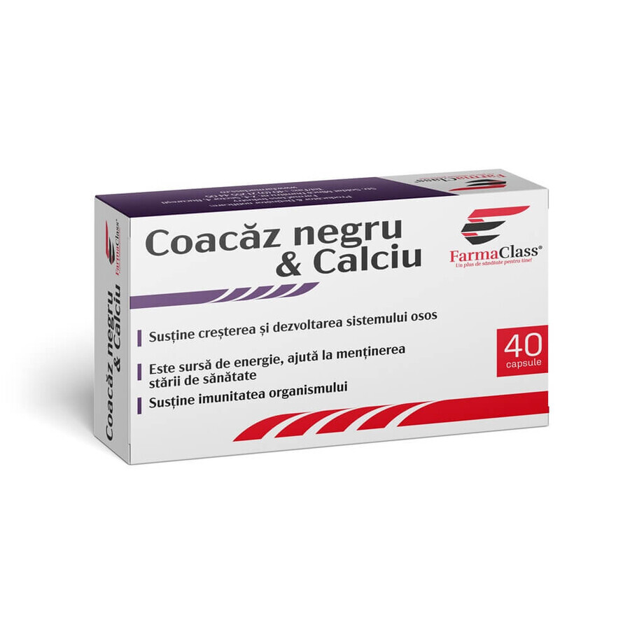 Coacaz nero e calcio, 40 capsule, FarmaClass