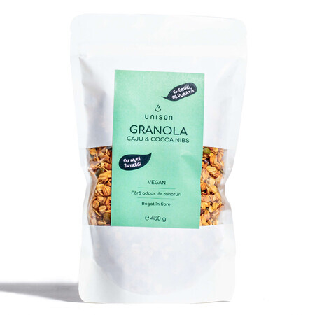 Granola con anacardi e scaglie di cacao, 450 g, Unison