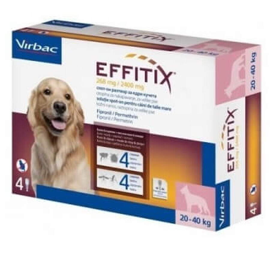 Antiparassitario per cani 20-40 Kg Effitix L, 4 pipette, Virbac