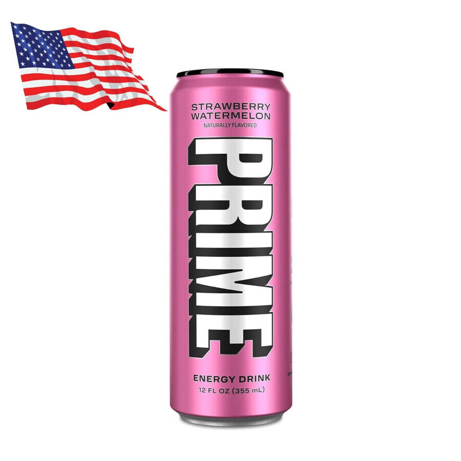 Prime By Logan Paul X Ksi Ksi Energy Drink Usa, Bebida Energética y Rehidratante con Sabor a Fresa y Sandía, 355 Ml