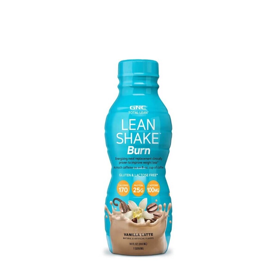 Gnc Total Lean Lean Shake Burn, frullato proteico energizzante al gusto di latte alla vaniglia, 414 Ml