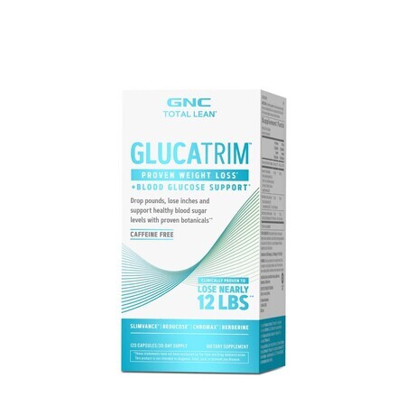 Gnc Total Lean Lean Glucatrim Perdita di peso comprovata + Supporto della glicemia, Formula avanzata per la perdita di peso, 120 Cps