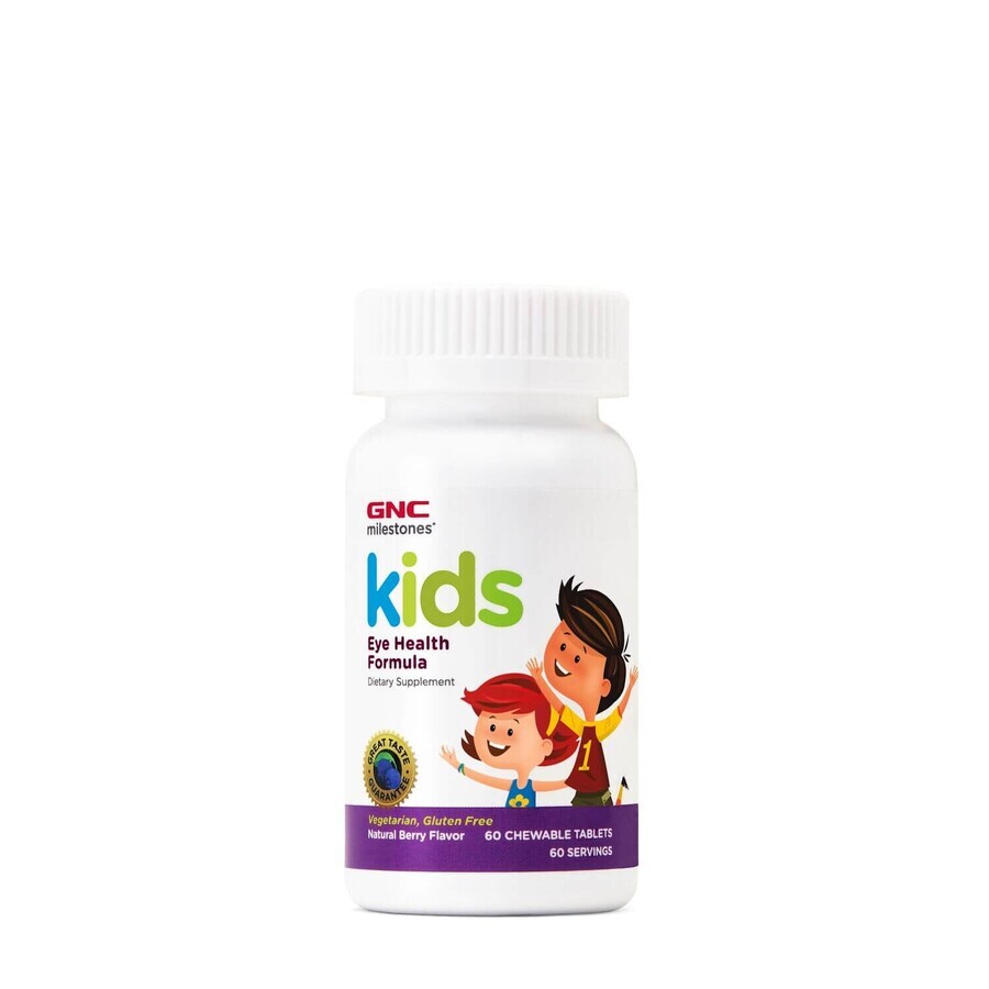 Gnc Milestones Milestones Kids Eye Health, formule ter ondersteuning van de gezondheid van de ogen voor kinderen met natuurlijke bessensmaak, 60 tb