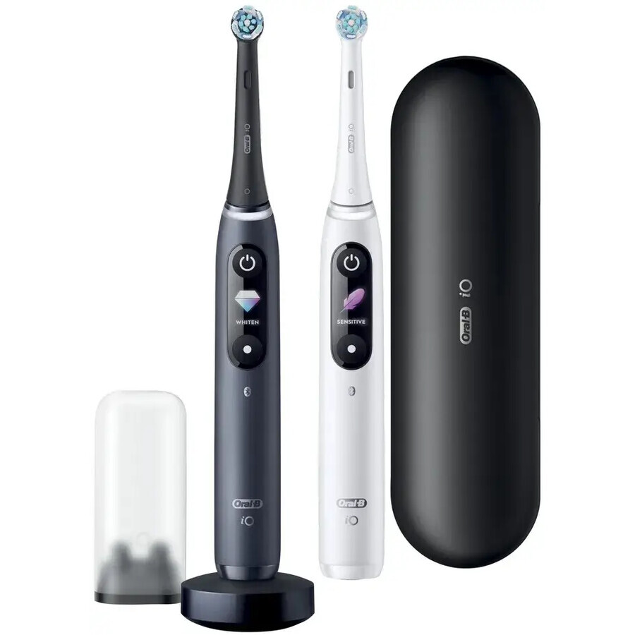 Oral B EK Duo iO Series 8 Black&White + toothbrush holder + travel bag