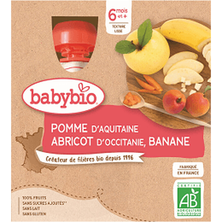 Babybio doypack apple, apricot, banana 4 x 90 g