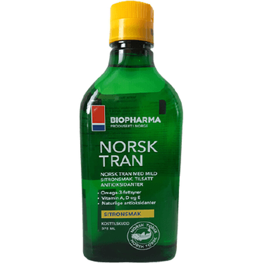 Bio Pharma Norwegisches Fischöl mit natürlichem Zitronengeschmack - Norsk Tran 375 ml