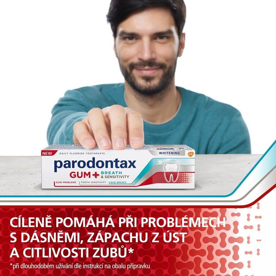 Parodontax White DUO per gengive, alito e denti sensibili, sbiancante 2 x 75 ml