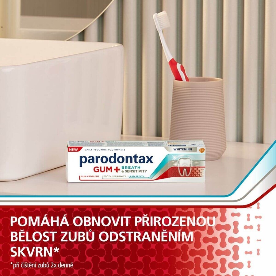 Parodontax White DUO per gengive, alito e denti sensibili, sbiancante 2 x 75 ml