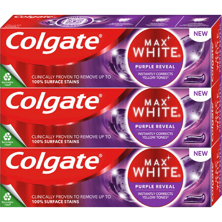 Colgate Max White Purple Reveal Whitening Toothpaste 3 x 75 ml