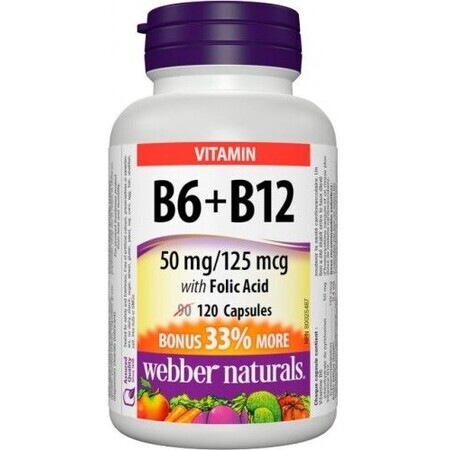 Webber Naturals Vitamina B6+B12+Acido folico 120 compresse