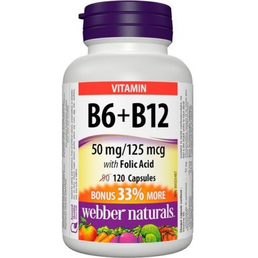 Webber Naturals Vitamina B6+B12+Acido folico 120 compresse