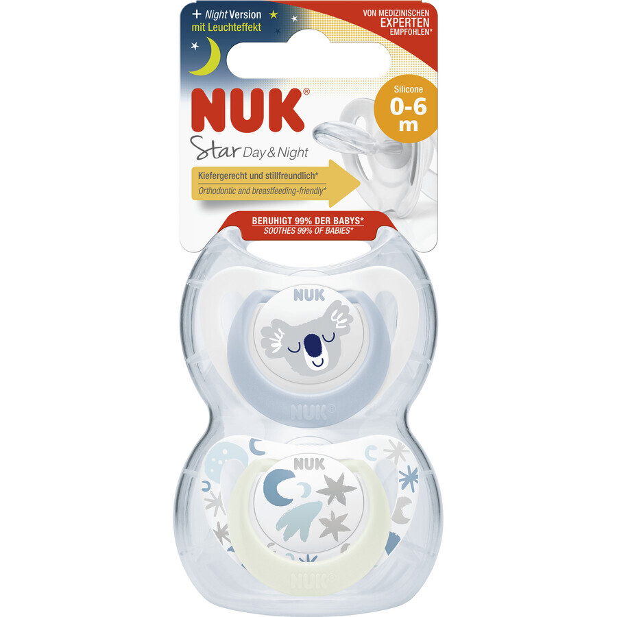 Nuk Schnuller Star Day & Night 0-6 m 2 Stück