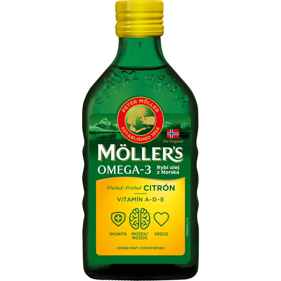 Mollers Omega 3 Fish Oil, olio di fegato di merluzzo al gusto di limone 250 ml