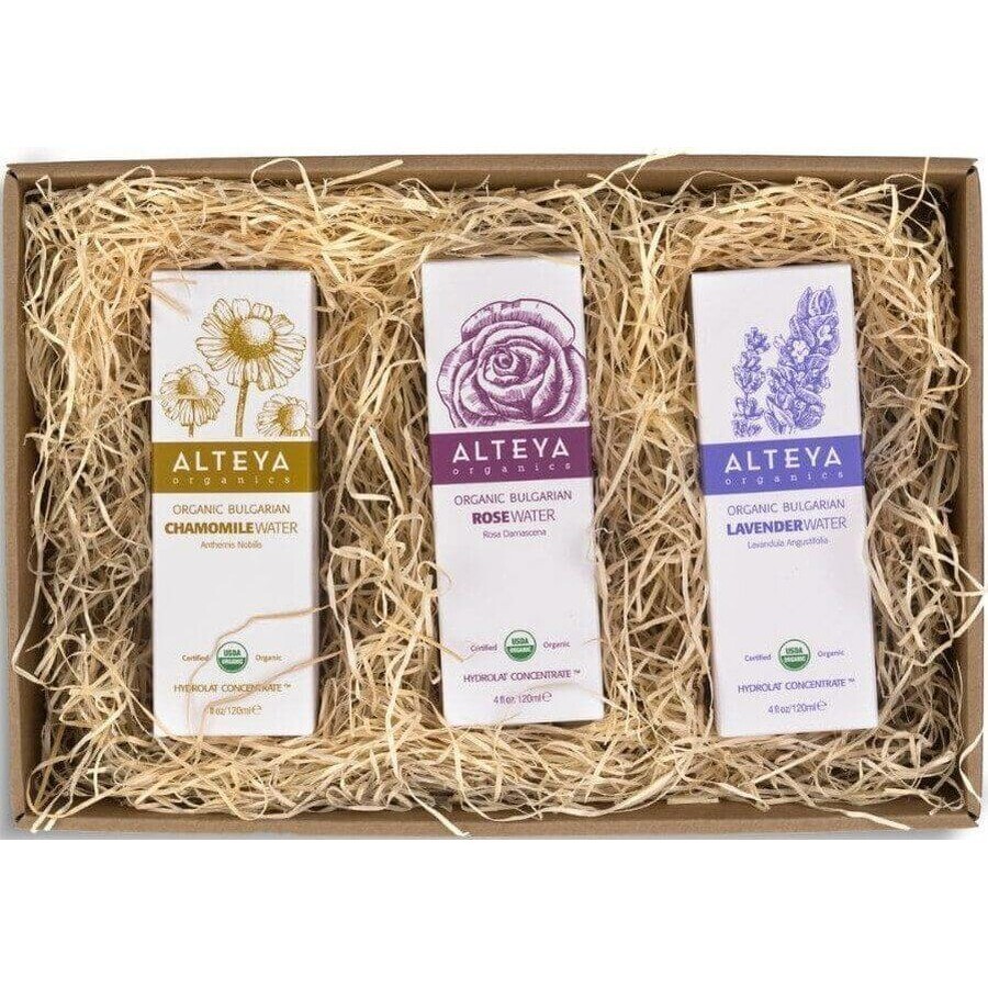 Set regalo di acqua floreale Alteya - acqua di rose + acqua di lavanda + acqua di camomilla