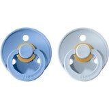 BIBS Colour Succhietti in gomma naturale, misura 1 - Azzurro/Baby Blue, 2 pz.