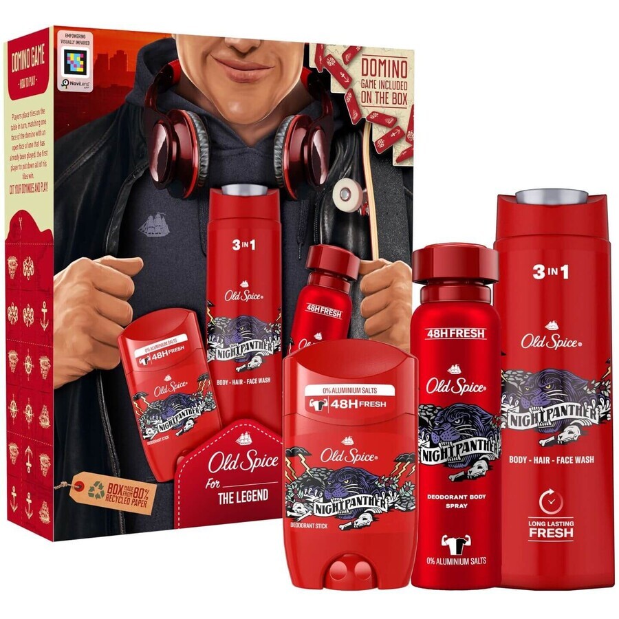 Old Spice City Explorer - set cadou cu deodorant solid și spray, gel de duș Night Panther