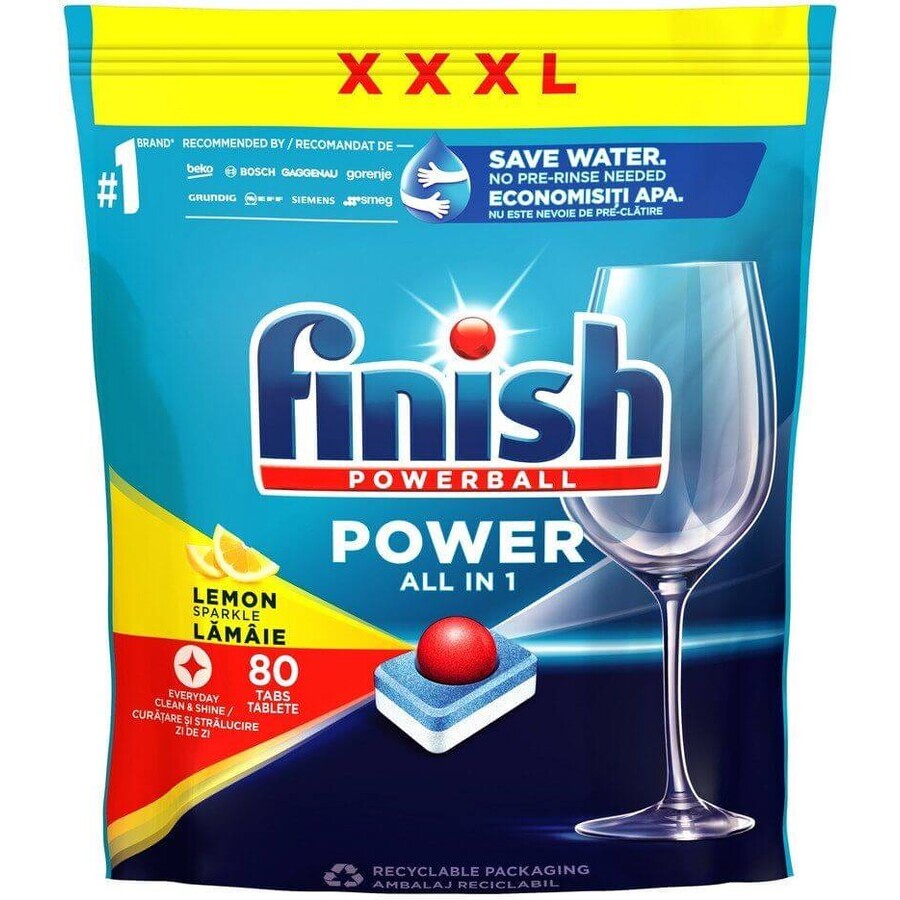 Finish Powerball All in 1 All in 1 Max Lemon compresse per lavastoviglie 80 pz.