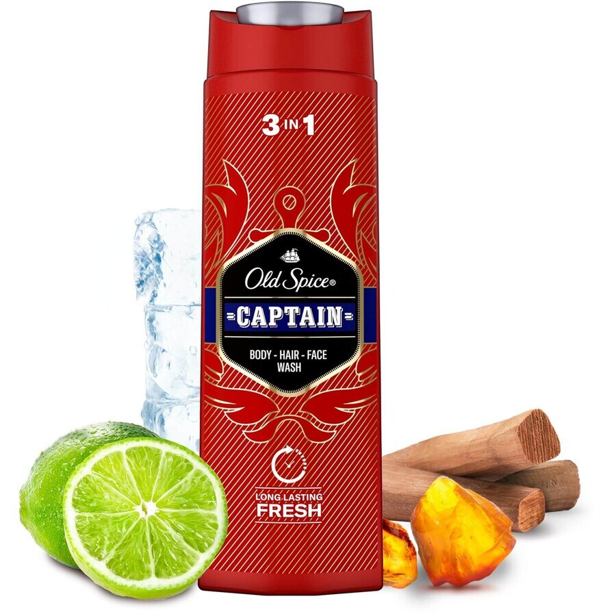 Old Spice Captain Gel doccia e shampoo con note di sandalo e agrumi 400 ml