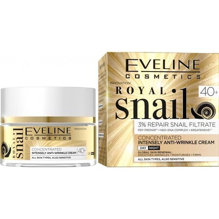 Eveline Cosmetics Crema de Día y Noche Antiarrugas Caracol Real 40+, 50 ml