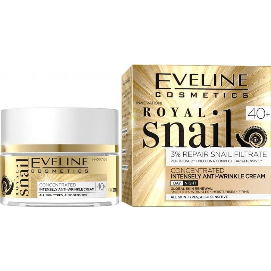 Eveline Cosmetics Crema de Día y Noche Antiarrugas Caracol Real 40+, 50 ml