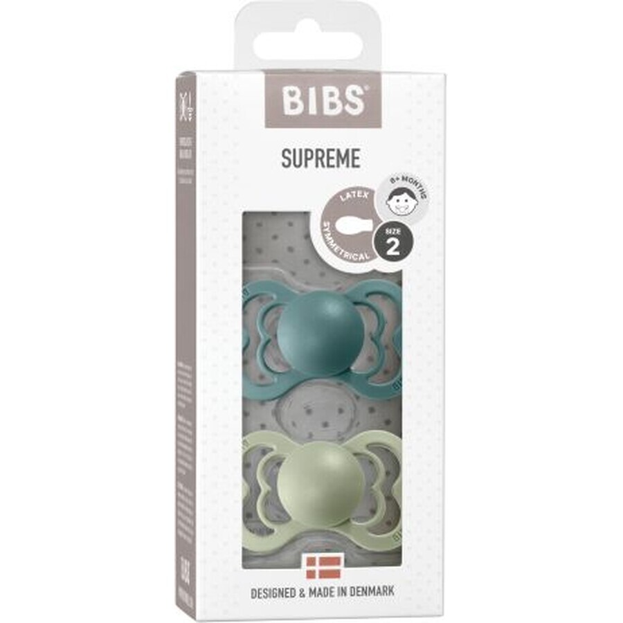 BIBS Supreme - succhiotti ortodontici in gomma naturale, misura 2, Vaniglia / Rovere scuro 2 pz.