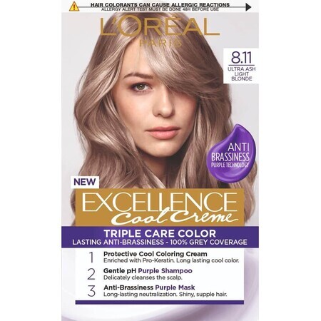 L'Oréal Paris Excellence Cool Creme Permanent Color 8.11 Ultra Light Blonde Ultra Ash 192 ml