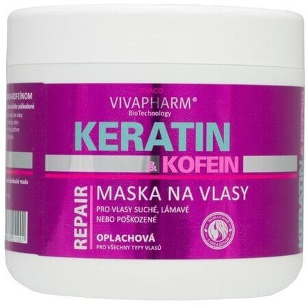 Vivapharm Maschera per capelli alla cheratina con caffeina - risciacquo 600 ml