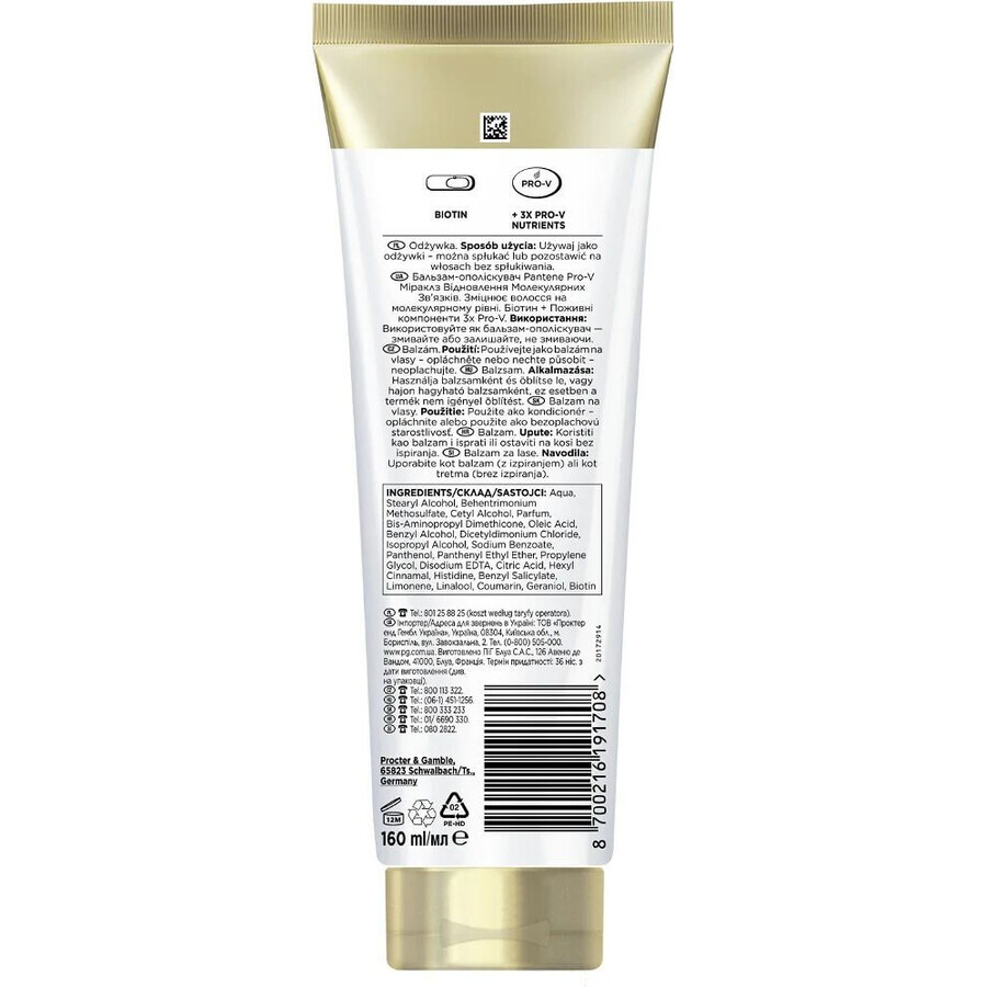 Pantene Pro-V Miracoli Balsamo Riparatore a Legame Molecolare con Biotina 160ml