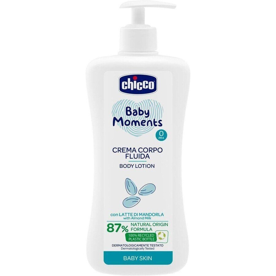 Chicco Baby Moments Lait corporel avec distributeur 87% d'ingrédients naturels 500 ml