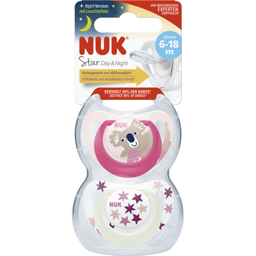 Nuk Schnuller Star Den&Night 6-18 m rosa 2 Stück