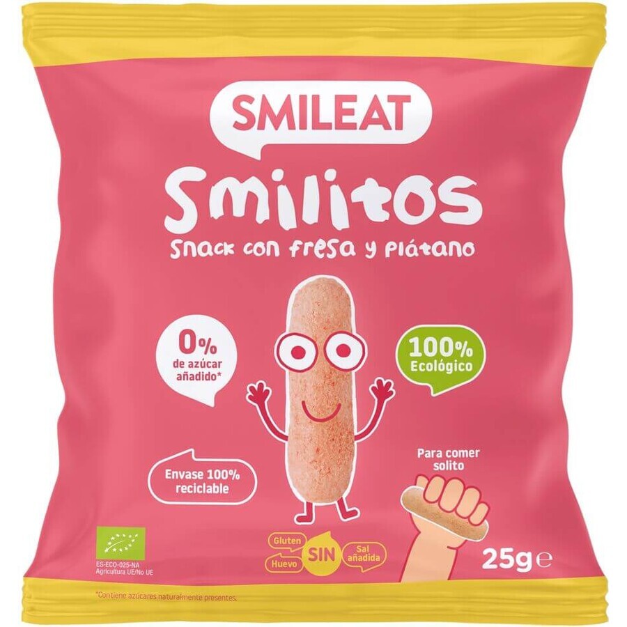 Smileat Bio Mais-Chips Smilitos mit Erdbeer- und Bananengeschmack 25 g