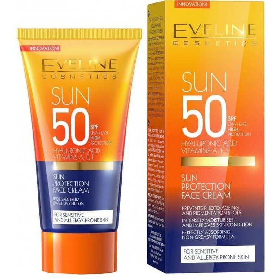 Eveline Cosmetics SunCare Crema Viso Protettiva SPF50, 50 ml