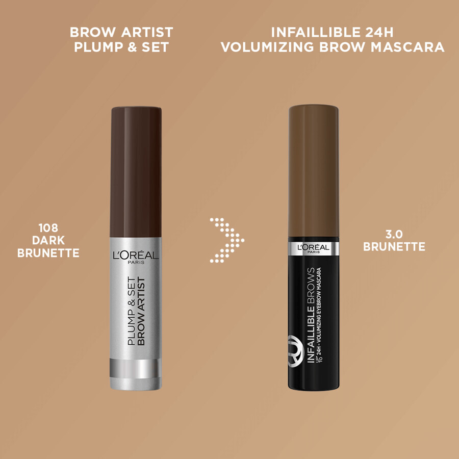 L'Oréal Paris Mascara volumizzante 3.0 Gel per sopracciglia Brunette, 5 ml