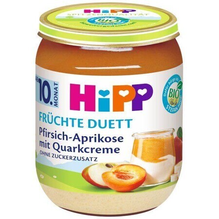 HiPP Duetto di frutta biologica Pesca e mirtillo con crema di formaggio 160 g